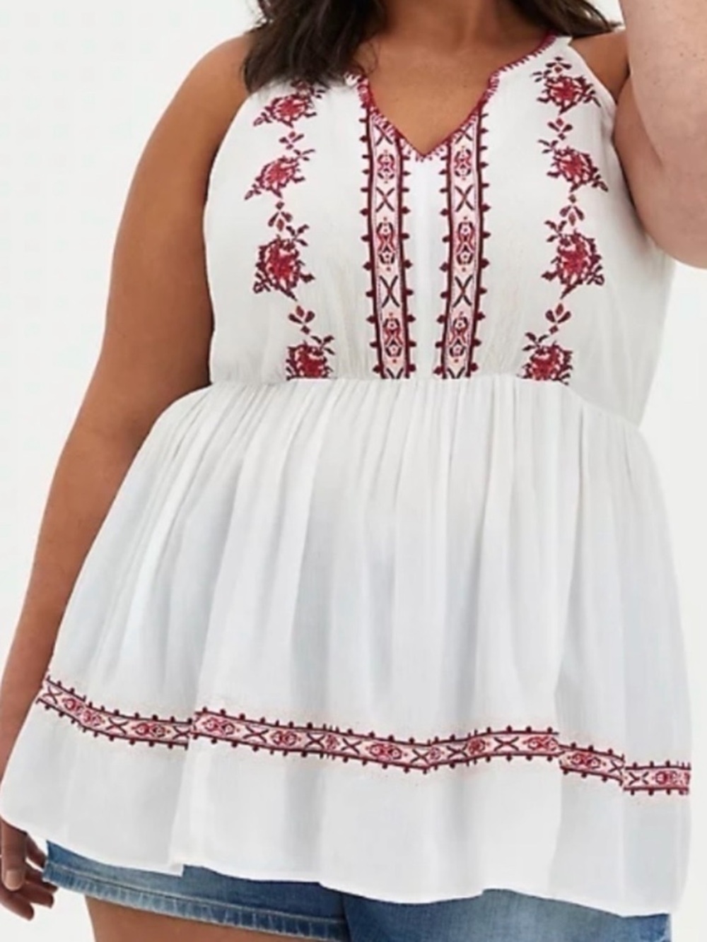 torrid White Top with Red Contrast Stitching